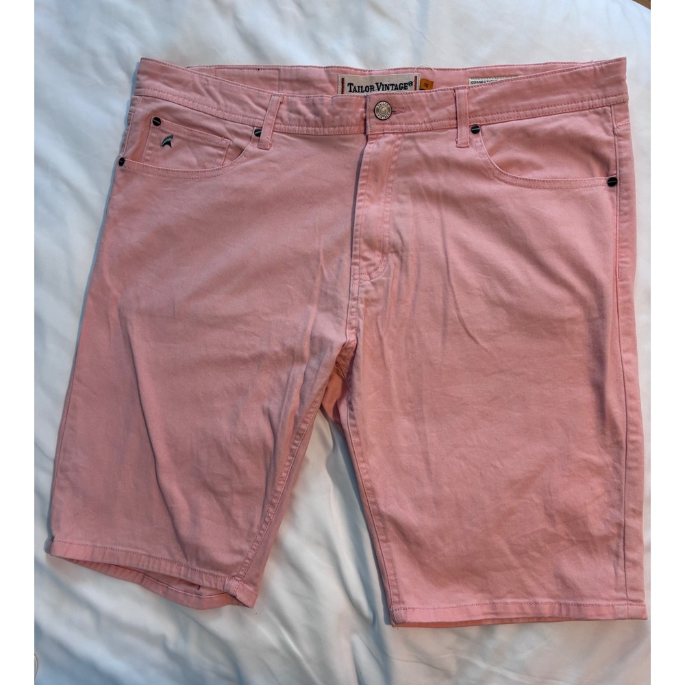 Tailor Vintage Mens 36 Connecticut Originals Slim Fit Stretch Chino Shorts Pink